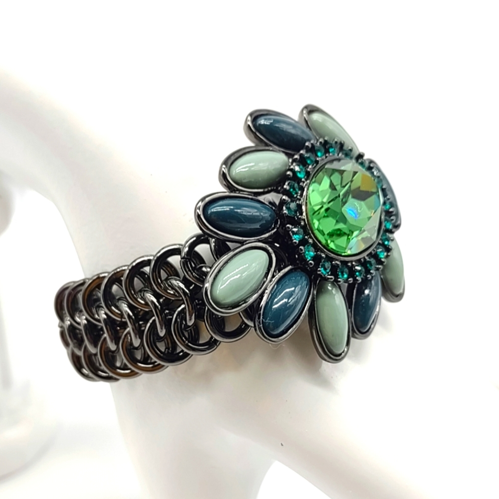 Vintage Lola and Grace Swarovski Crystal Flower Statement Bracelet